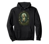 Virgin Mary Woodland Moon Catholic Prayer Nature Icon Art Pullover Hoodie