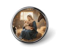Virgin Mother Mary Button Pins Round Badges Lapel Pins | 1 Inch Exquisite Metal Pin Badge, Smooth Alloy Circular Clothing Brooch Pin for Daily Clothing Decoration Gift