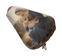 Virgin Mother Mary Padded Bike Seat Cover with Drawstring and Spring Buckle, Waterproof Bicycle Seat Cushion Extra Wide, Soft Comfort Bicycle Saddle for Mountain Exercise Road Bikes