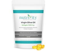 Virgin Olive Oil High Strength 1000mg Softgels | With Vitamin E | Omega 3 6 9 Antioxidant Support | Heart Health & Daily Wellness | 1 Month Supply | Halal | Gluten Dairy Free | UK Made GMP | Nutrivity