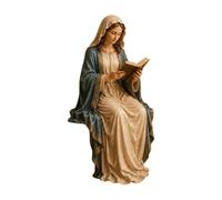 Virgin Reading - Sitting Resin Reading Figure for Bookshelf, Desk, Prayer Corner, Prayer Statue for Book Lovers Decoration (White, 10 cm)
