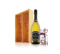 Virgin Wines - Premium Prosecco (75cl) and Chocolates in Wooden Gift Box - Italian Sparkling Wine and Truffle Selection