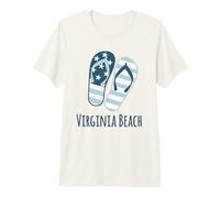 Virginia Beach Blue Stripes Nautical Coastal Flip Flops Premium T-Shirt
