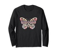 Virginia Beach Butterfly - Retro City Name Word Art Long Sleeve T-Shirt