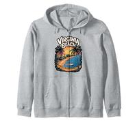 Virginia Beach Palm Tree Art Zip Hoodie
