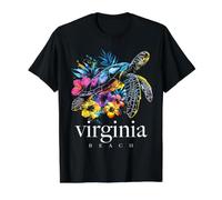 Virginia Beach Souvenir Surfer Diver Sea Turtle Value Graphic T-Shirt, Men, Black, M