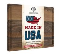 Virginia Boys Kitchens Walnut Wood Chopping Board - 43 x 28 cm Large Rectangular American Hardwood Cutting and Carving Countertop Block with Juice Drip Groove