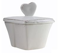 Virginia Casa White Lastra Heart Sugar Pot 10cm Boxed Hand Crafted and Decorated