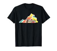 Virginia Colorful State Pride Retro Outline Mandala Map Art T-Shirt