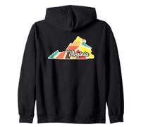 Virginia Colorful State Pride Retro Outline Mandala Map Art Zip Hoodie