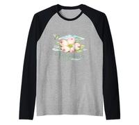 Virginia Gentle Charm Dogwood Flower and Hummingbird Raglan Baseball Tee