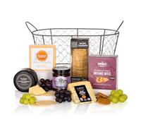 Virginia Hayward Christmas Hamper - Just Say Cheese Hamper, Hampers & Gourmet Gifts with Cheddar, Stilton, Biscuits and Chutney, Presented in a Mesh Basket Christmas Presents for Her or Him