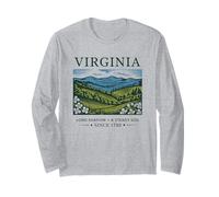 Virginia Landscape Vintage State Pride Nature Illustration Long Sleeve T-Shirt