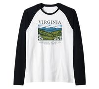 Virginia Landscape Vintage State Pride Nature Illustration Raglan Baseball Tee