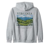 Virginia Landscape Vintage State Pride Nature Illustration Zip Hoodie