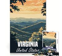 Virginia Mountain Landscape Poster Adult Jigsaw Puzzle1000 Pieces Memory Ability Relaxed Leisure Secure Join Warm Xmas Gift (38x26cm)