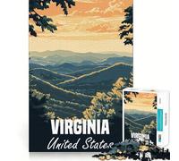 Virginia Mountain Landscape Poster Jigsaw for Teenagers 1000 Pieces Memory Fun Game Smooth Burr Free Surface Birthday Gift Brain Teaser Toy (38x26cm)