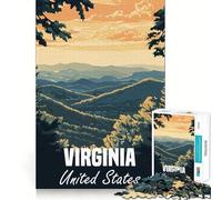 Virginia Mountain Landscape Poster Jigsaw Puzzles 1000 Mental Focus Game Precision Cut Smooth Edges Meaningful Connection Building Game (50x75cm)