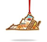 Virginia Ornament, State Christmas Tree Ornaments, Unique Gift for Virginia Lovers, 2025 Xmas Ornaments, Keepsake for Collectors, 3D Wooden Acrylic Cut Gifts for Men Women Family Friends