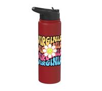 Virginia Retro Daisy Groovy Home State Pride Stainless Steel Insulated Water Bottle