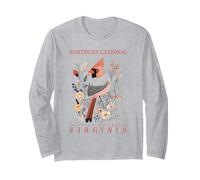 Virginia State Bird Northern Cardinal Design Long Sleeve T-Shirt
