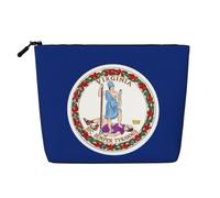 Virginia State Flag Faux Linen Makeup Pouch-Lightweight Travel Case