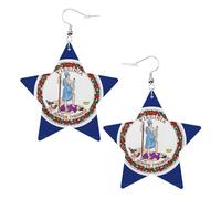 Virginia State Flag Leather Star Shaped Earrings Fashion Accessories Lightweight Festivals Parties Everyday Life