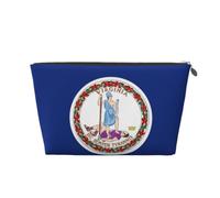 Virginia State Flag Leather Travel Makeup Bag-Waterproof Cosmetic Pouch