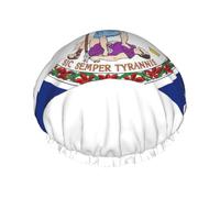 Virginia state Flag Map Printed Large Shower Cap, Double Layer Hair Protector For Facial Care, Reusable Hair Wrap