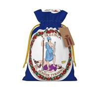 Virginia State Flag Print Christmas Drawstring Holiday Candy Bag Xmas Sacks Reusable Wrapping Bags Party Favor