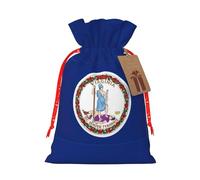Virginia State Flag Print Gift Drawstring Bags Reusable For Winter Celebrations Party Favors Goodie Pouches