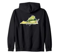 Virginia State Pride Outline Art Vintage Landscape Decor Zip Hoodie