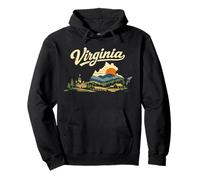 Virginia State Retro Mountain Sunset Scenic Travel Pullover Hoodie