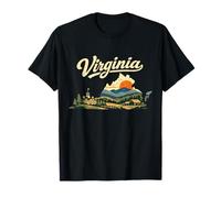 Virginia State Retro Mountain Sunset Scenic Travel T-Shirt