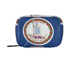 Virginia State Va Flags Blue aid Bag with Detachable Compartments Portable Vitamins Travel case