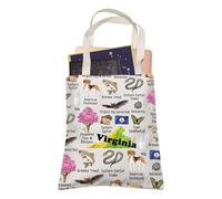 Virginia Tote Bag The Old Dominion State Vacation Lover Reusable Shopping Bag VA Travel Gift for BFF Mom Dad (Virginia)