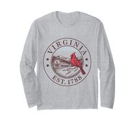 Virginia Vintage State 1788 Shirt Cardinal and Colonial Stre Long Sleeve T-Shirt