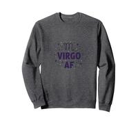 Virgo AF Zodiac Starry Celestial Astrology Lover Gift Sweatshirt, Adult Unisex, Dark Heather Grey, XXL