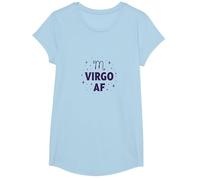 Virgo AF Zodiac Starry Celestial Astrology Lover Gift T-Shirt, Girls, Baby Blue, Large