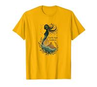 Virgo Earth Sign Goddess Mystical Celestial Art for Women T-Shirt, Men, Bright Gold, M