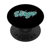 Virgo Retro Script Zodiac Teal PopSockets Adhesive PopGrip