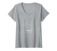Virgo Season Celestial Zodiac Astrology Stargazer Gift V-Neck T-Shirt, Women, Heather Grey, M