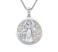 Virgo Sterling Silver Constellation Coin Medallion Pendant,Exquisite Astrology Horoscope Sign,Fashion Jewelry Birthday Gifts for Women