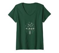 Virgo Vibes Only: Celestial Zodiac Constellation Magic V-Neck T-Shirt, Women, Forest Green, XXL