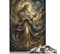 Virgo Zodiac 500 Piece Wooden Jigsaw Puzzle,Adults & Kids 14+,Whimsical Challenge,Stress Relief,Educational Toy,Home Wall Decor,Gift Idea,Wood (52x38cm)