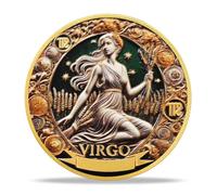 Virgo Zodiac Challenge Coin | Astrological Sign & Symbol Medallion | Virgo Horoscope Token | Commemorative Gifts for Collectors, Astrology Enthusiasts, and Zodiac Lovers