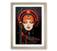 Virgo Zodiac Constructivism Framed Wall Art Print A2 Oak