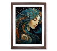 Virgo Zodiac Hard Edge Framed Wall Art Print A2 Walnut