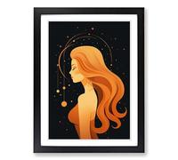 Virgo Zodiac Minimalism Framed Wall Art Print A2 Black
