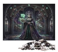 Virgo Zodiac Mystical Gothic Wooden Puzzle 300 Pieces, Wall Decor Gift
